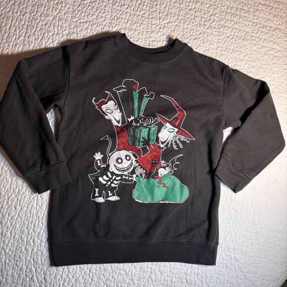 Child's M Disney Nightmare Before Christmas Lock Shock Barrel Sweatshirt Black - Picture 1 of 4